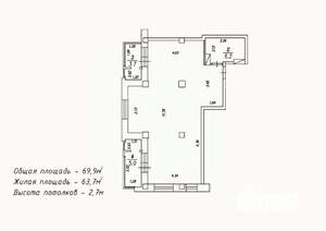 2-к квартира, сданный дом, 70м2, 14/18 этаж