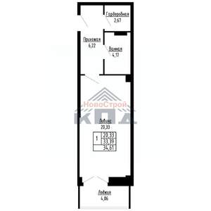 1-к квартира, вторичка, 35м2, 8/16 этаж