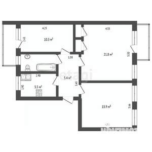 3-к квартира, вторичка, 64м2, 3/4 этаж