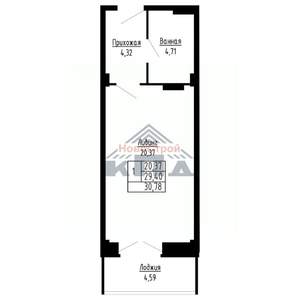 1-к квартира, строящийся дом, 31м2, 7/16 этаж