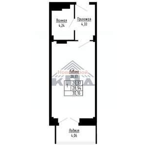 1-к квартира, строящийся дом, 30м2, 10/16 этаж