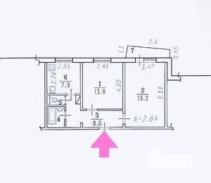 2-к квартира, вторичка, 53м2, 7/9 этаж