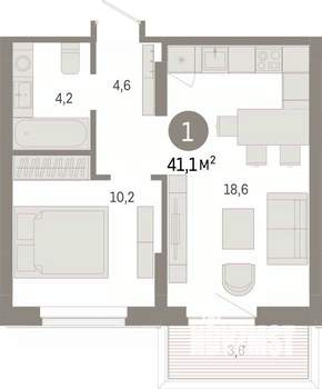 1-к квартира, вторичка, 41м2, 3/17 этаж