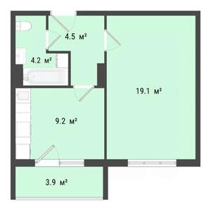 1-к квартира, строящийся дом, 37м2, 5/10 этаж