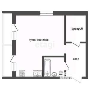 Студия квартира, вторичка, 44м2, 7/10 этаж