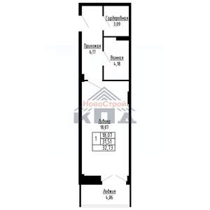 1-к квартира, вторичка, 33м2, 15/16 этаж