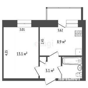 1-к квартира, вторичка, 29м2, 5/5 этаж