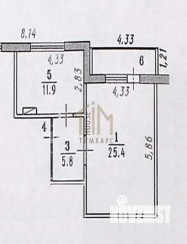 1-к квартира, вторичка, 53м2, 9/10 этаж