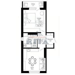 1-к квартира, строящийся дом, 55м2, 3/16 этаж