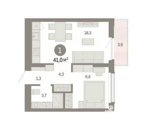 1-к квартира, вторичка, 41м2, 3/16 этаж