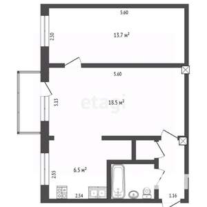 2-к квартира, вторичка, 45м2, 5/5 этаж