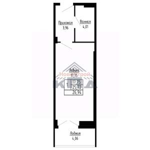 1-к квартира, строящийся дом, 27м2, 16/16 этаж