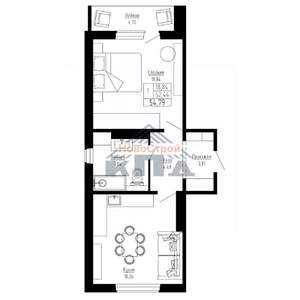 1-к квартира, строящийся дом, 55м2, 14/16 этаж