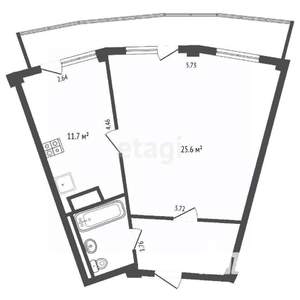 1-к квартира, вторичка, 47м2, 9/10 этаж