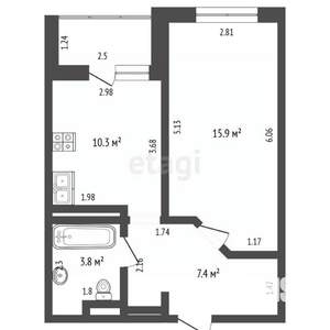 1-к квартира, вторичка, 39м2, 18/19 этаж