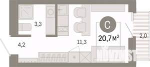 Студия квартира, вторичка, 21м2, 6/17 этаж