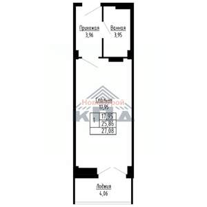 1-к квартира, строящийся дом, 27м2, 5/16 этаж