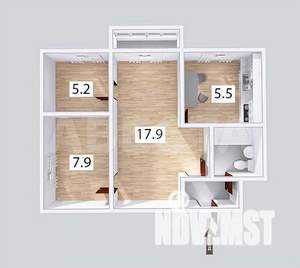 2-к квартира, вторичка, 42м2, 3/5 этаж