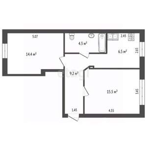 2-к квартира, вторичка, 50м2, 1/3 этаж