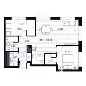 2-к квартира, вторичка, 66м2, 3/15 этаж