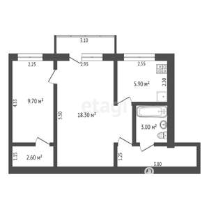 2-к квартира, вторичка, 44м2, 4/5 этаж