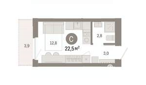 Студия квартира, вторичка, 23м2, 7/8 этаж