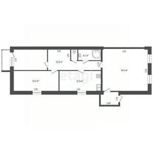 3-к квартира, вторичка, 104м2, 2/3 этаж