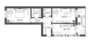 2-к квартира, строящийся дом, 62м2, 15/16 этаж