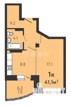 1-к квартира, вторичка, 39м2, 10/16 этаж