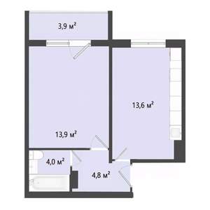 1-к квартира, строящийся дом, 36м2, 6/10 этаж