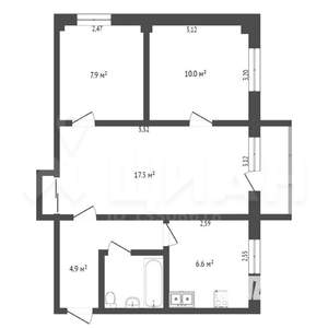 3-к квартира, вторичка, 52м2, 5/5 этаж