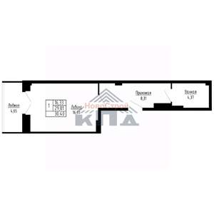 1-к квартира, строящийся дом, 30м2, 8/16 этаж
