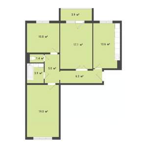 3-к квартира, строящийся дом, 77м2, 6/9 этаж