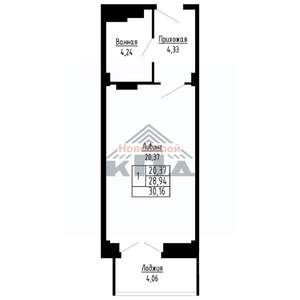1-к квартира, строящийся дом, 30м2, 16/16 этаж