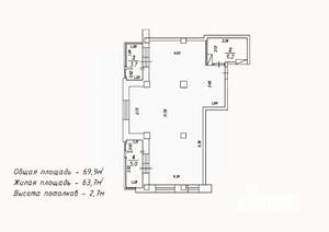 2-к квартира, сданный дом, 70м2, 3/18 этаж