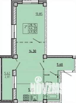 2-к квартира, вторичка, 50м2, 10/16 этаж