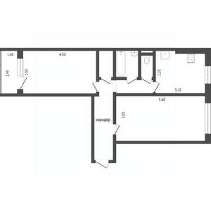 2-к квартира, вторичка, 49м2, 1/9 этаж
