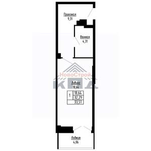 1-к квартира, вторичка, 34м2, 3/16 этаж