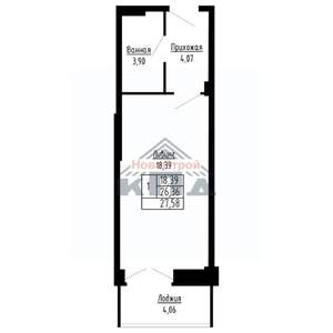 1-к квартира, строящийся дом, 28м2, 6/16 этаж