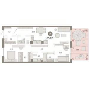 2-к квартира, вторичка, 102м2, 1/9 этаж