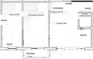 3-к квартира, вторичка, 60м2, 2/5 этаж