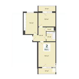 2-к квартира, строящийся дом, 55м2, 4/10 этаж