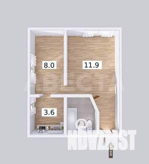 1-к квартира, вторичка, 28м2, 2/5 этаж