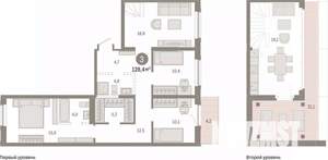 3-к квартира, вторичка, 128м2, 7/17 этаж