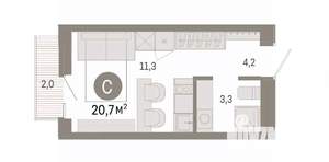 Студия квартира, вторичка, 21м2, 7/9 этаж