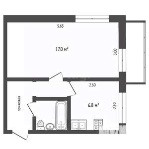 1-к квартира, вторичка, 25м2, 2/2 этаж