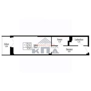 1-к квартира, строящийся дом, 38м2, 10/16 этаж