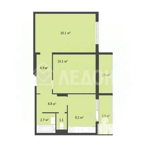 2-к квартира, вторичка, 56м2, 4/10 этаж