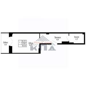 1-к квартира, строящийся дом, 30м2, 15/16 этаж