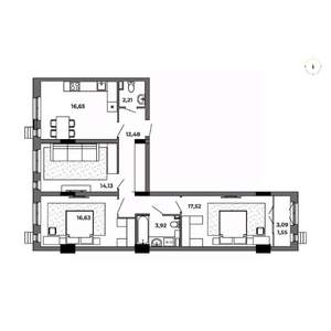 3-к квартира, строящийся дом, 85м2, 4/8 этаж